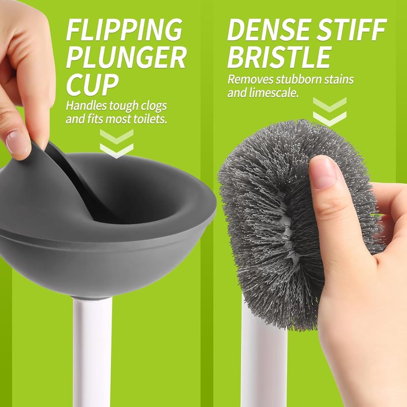 IVYROLL Toilet Brush and Plunger Set Hidden, S-Shaped Toilet Brush Plunger Combo 2 Pack, Perfect for Homes, Apartments & Bathrooms - Image 4